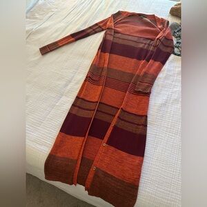 Forever 21 Orange and Burgundy Knit midi Cardigan
